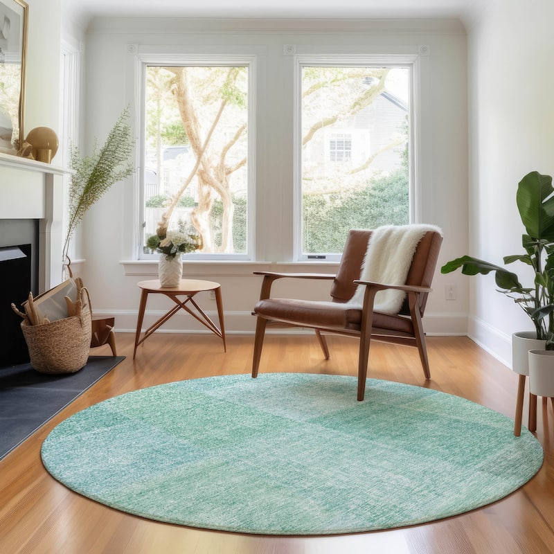 Premium Washable Super Soft Modern Serenity Mayfield Rug - Teal - 8' x 8' - Round
