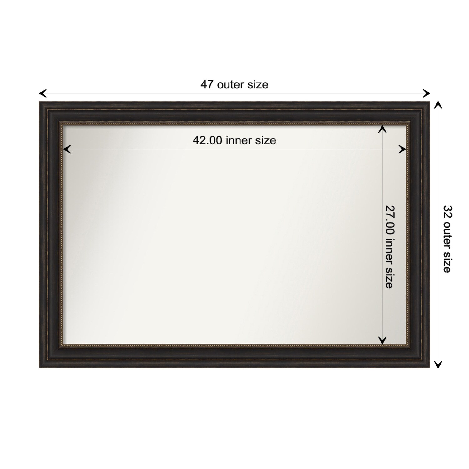 Accent Bronze Framed Non-Beveled Custom Wall Mirror, Bathroom Vanity Mirror