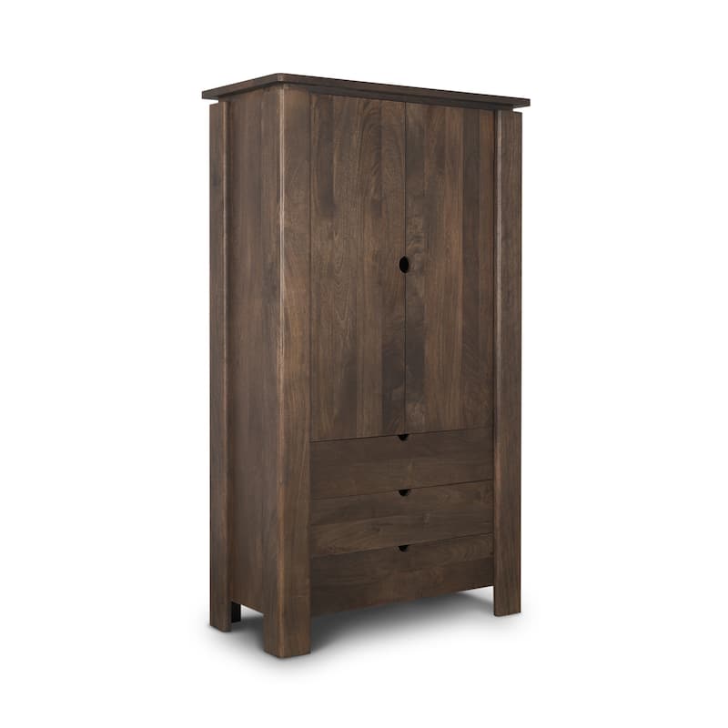 HomeRoots 40" Dark Brown Solid Wood Curio Cabinet With Two Doors And Three Drawers