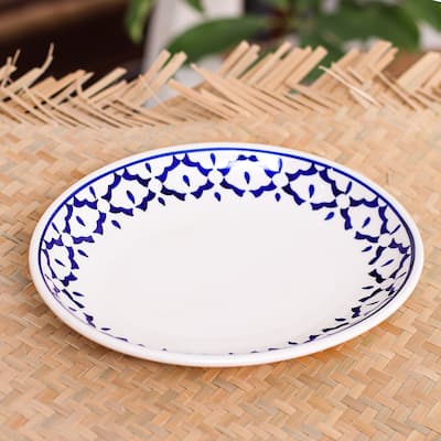 Novica Handmade Blue Pineapple Ceramic Plate