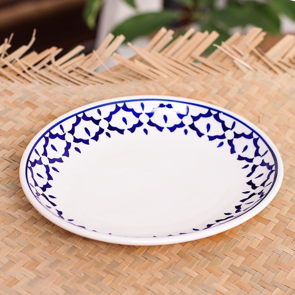 Novica Handmade Blue Pineapple Ceramic Plate