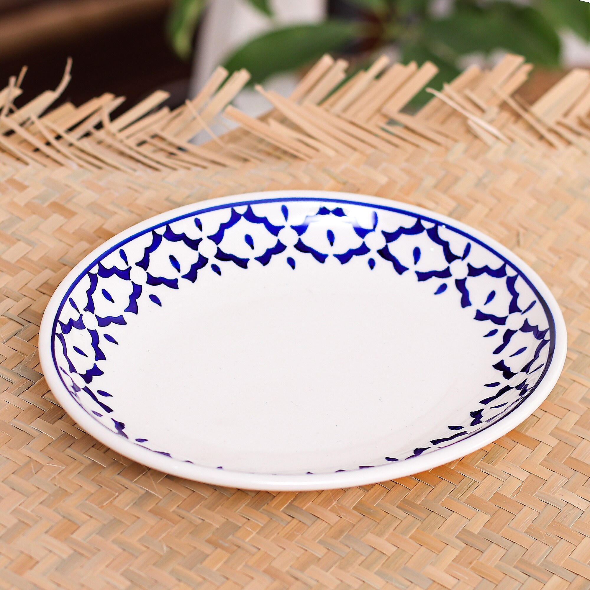 Novica Handmade Blue Pineapple Ceramic Plate