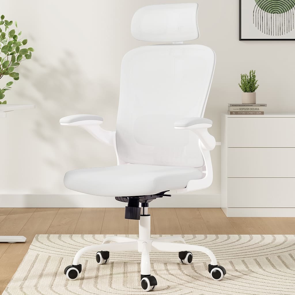 High Back Computer Chair with Armrests and Adjustable Lumbar Support