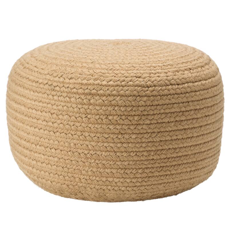 Santa Rosa Indoor and Outdoor Cylinder Pouf - 18"X18"X12" - Beige