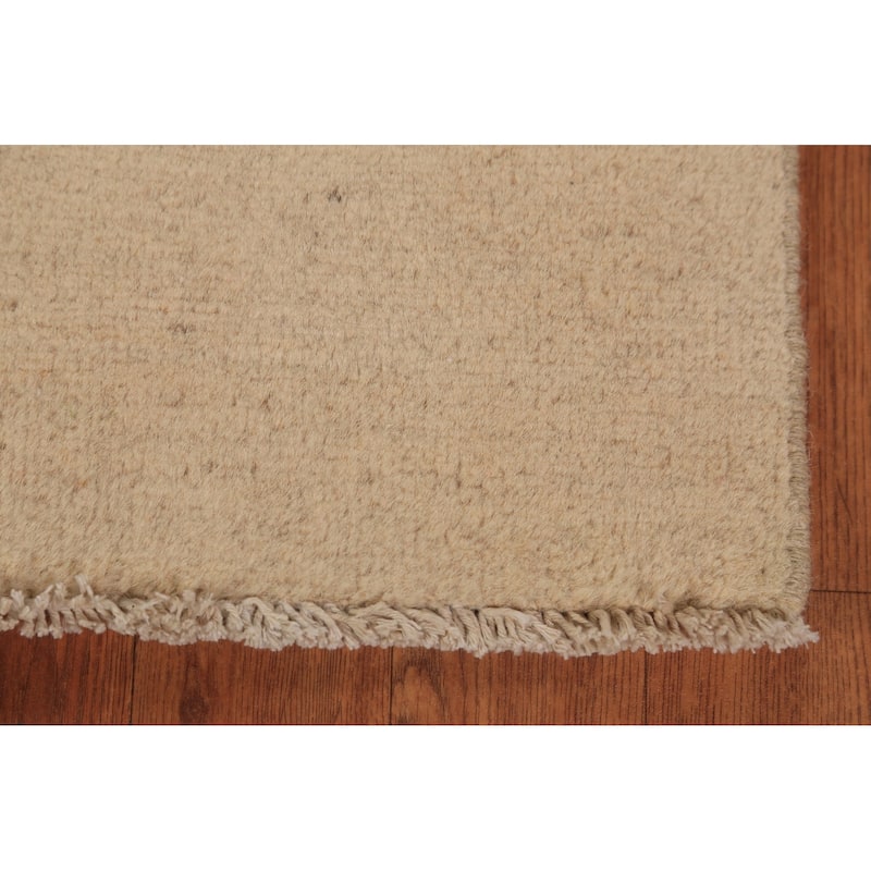 Solid Gabbeh Oriental Foyer Rug Hand-Knotted Wool Carpet - 2'0"x 2'11"