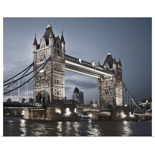 "Tower Bridge lit up at night" Poster Print