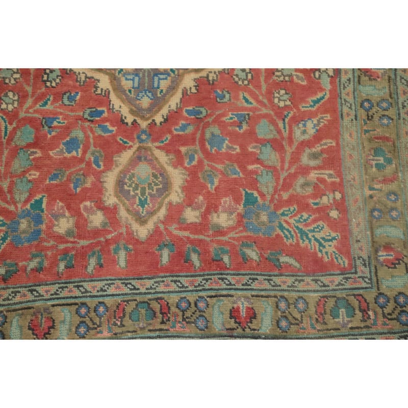 Hand Knotted Oriental 100% Wool Carpet Traditional Floral Pink Tabriz Area Rug - 4' 8'' X 3' 2''