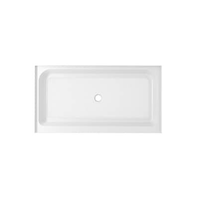 Indigo Home 60x36 inch Single Threshold Shower Tray Center Drain in White