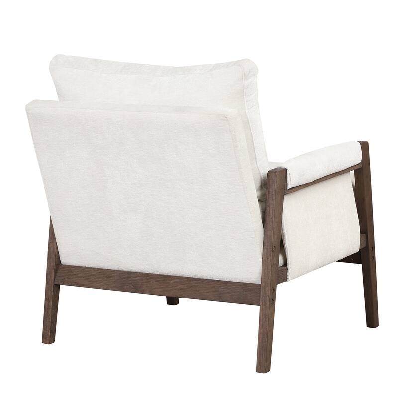 Mid-Century Modern 30.2" Velvet Arm Chair with Solid Wood and Thick Seat Cushion for Living Room