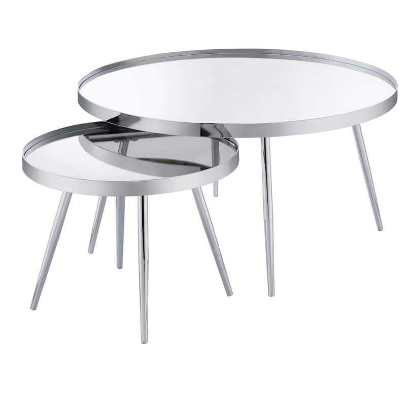 Kaelyn 2-Piece Round Mirror Top Nesting Coffee Table