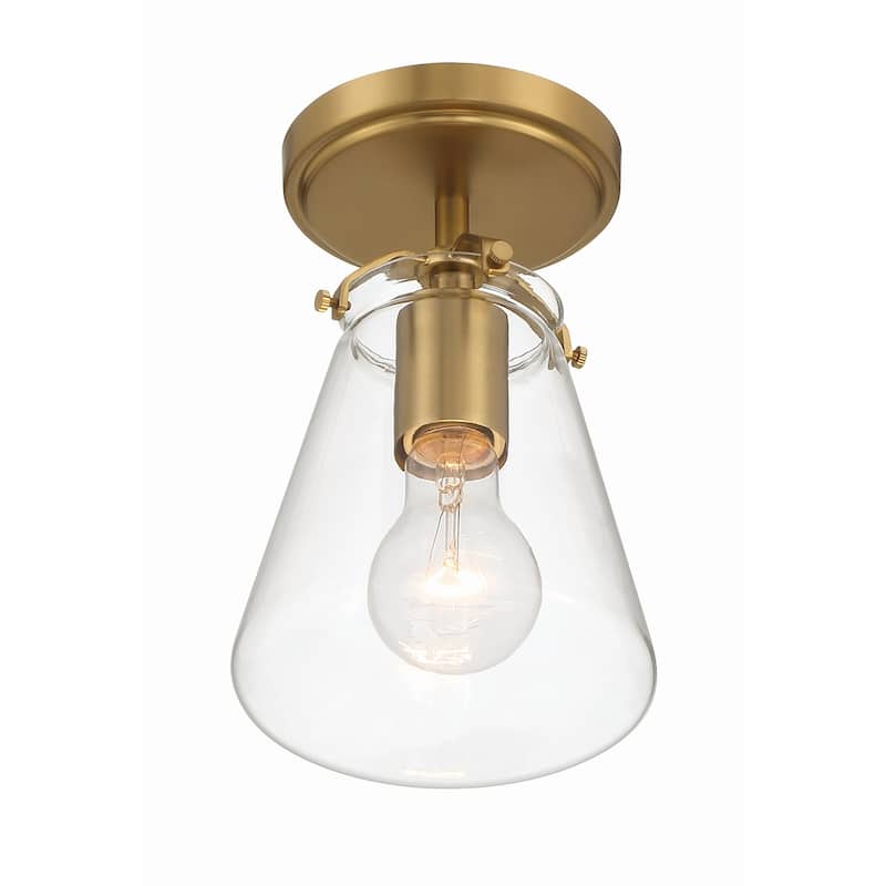 Voss 1 Light Luxe Gold Semi Flush Mount - 5.75"W x 9.25"H x 5.75"D