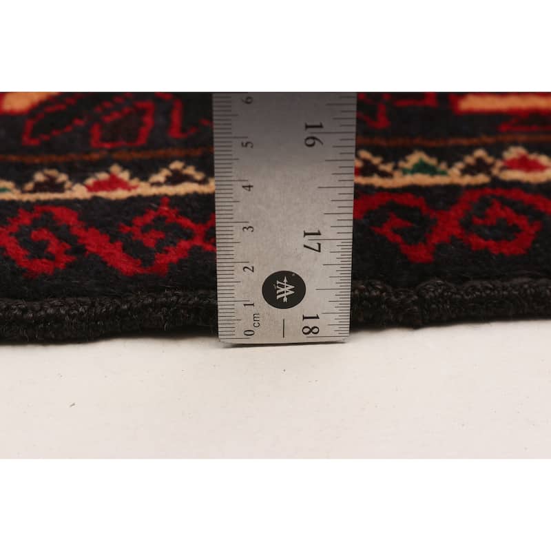 Teimani Black, Red Rug 3'8" x 6'8" - 3'8 x 6'8