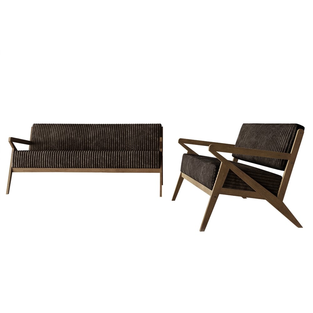 CraftPorch Chic Modern Velvet 2-Piece Upholstered Living Room Set