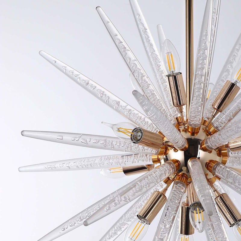 Starsky 12-Light Modern Sputnik Sphere Chandelier Pendant Geometric Firework Starburst Chandelier with Acrylic Crystal Stick
