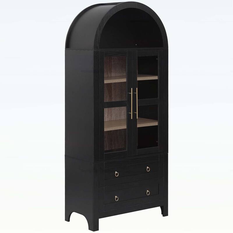 Tall Arched Cabinet with 2 Large Drawers,Modern Farmhouse Design,for Kitchens and Dining Rooms,Living Room