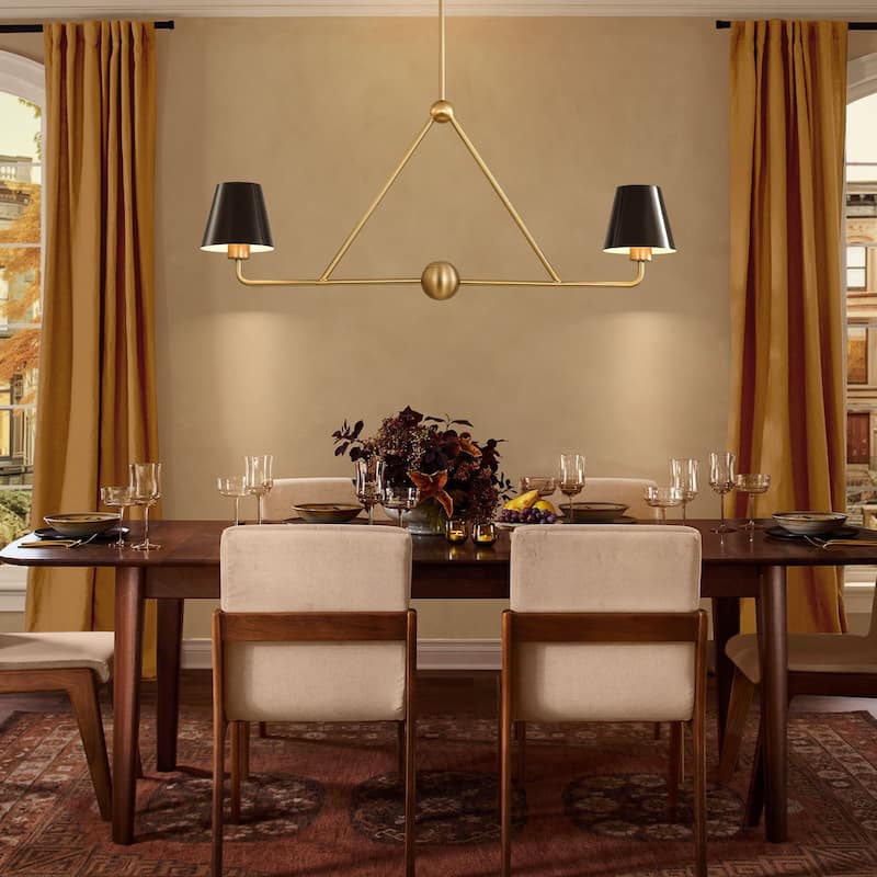 2/6-Light Industrial Vintage Gold and Black Sputnik Cone Large Chandelier for Dining Room