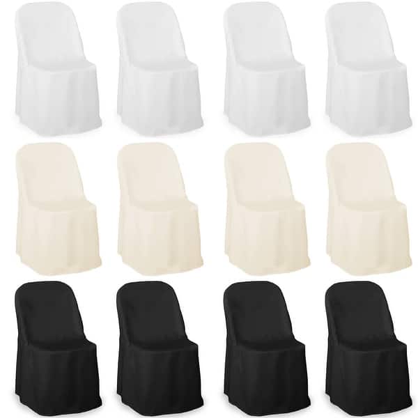 slide 2 of 11, 10 Elegant Wedding/Party Folding Chair Covers - Polyester Cloth