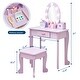 preview thumbnail 3 of 10, Kids Vanity Set with Mirror & Stool, Wooden Princess Makeup Dressing Table with Drawers for Girls Ages 4-9 - N/A