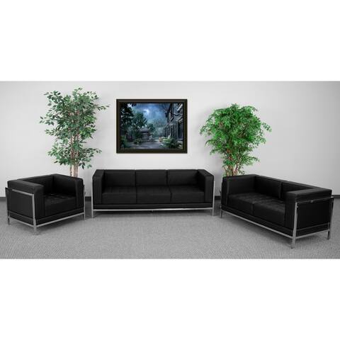 LeatherSoft 3 Piece Modular Sofa Set with Taut Back and Seat - 27.25"H