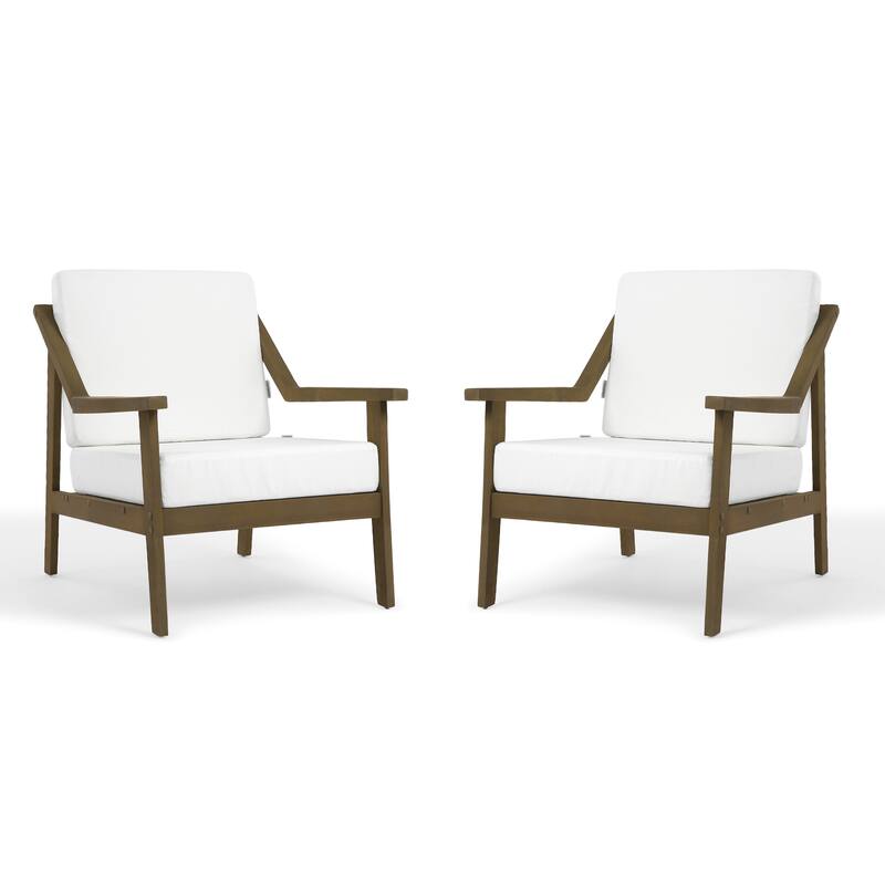 Outdoor Patio Club Chair Arm Lounge Cushion Chair (Set of 2)