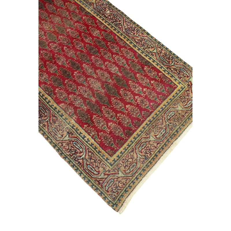 Fine Vintage Distressed Balym Red/Beige Runner - 3'0" x 10'0"