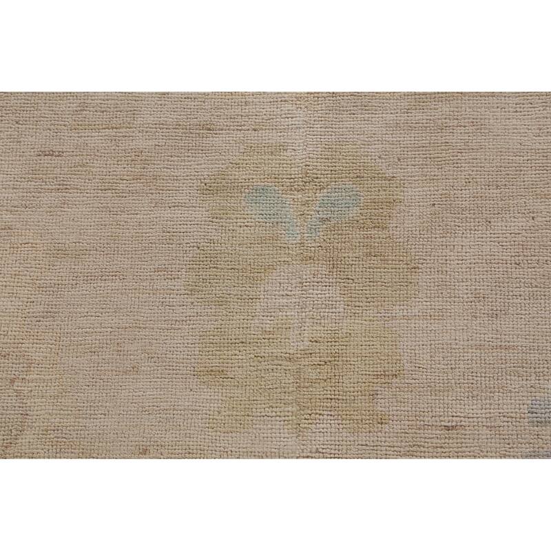 Hand Knotted Oriental 100% Wool Carpet Transitional All-Over Beige & Ivories Oushak Area Rug - 13' 8'' X 10' 1''