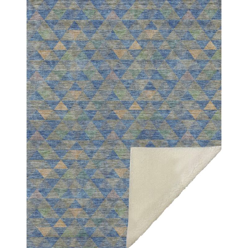 Premium Machine Washable Modern Diamonds Sherpa Throw Blanket