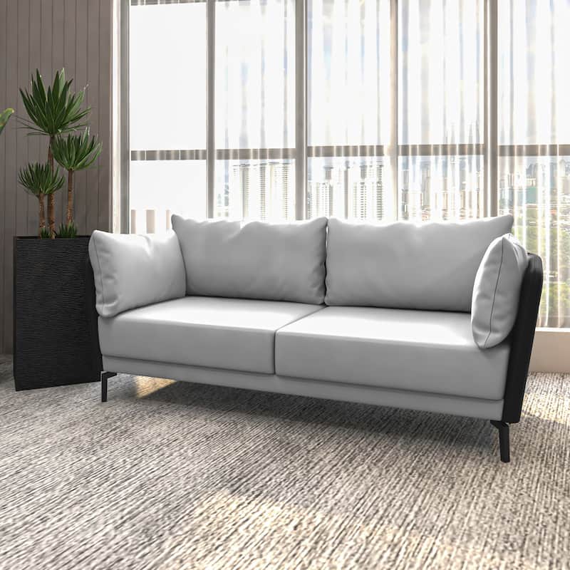 Luxify Upholstered Leather 3 Seater Sofa with Metal Legs, Removable Cushions, and Solid Wood Frame for Living Room & Lounges