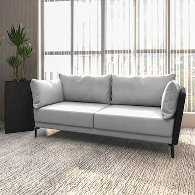 Luxify Upholstered Leather 3 Seater Sofa with Metal Legs, Removable Cushions, and Solid Wood Frame for Living Room & Lounges