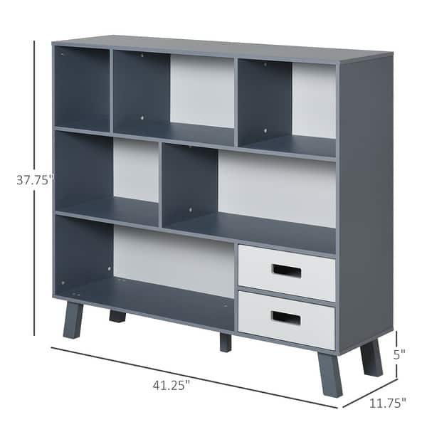 dimension image slide 0 of 2, 3-Tier Floor Standing Child Bookcase Open Shelves Cabinet with Drawers