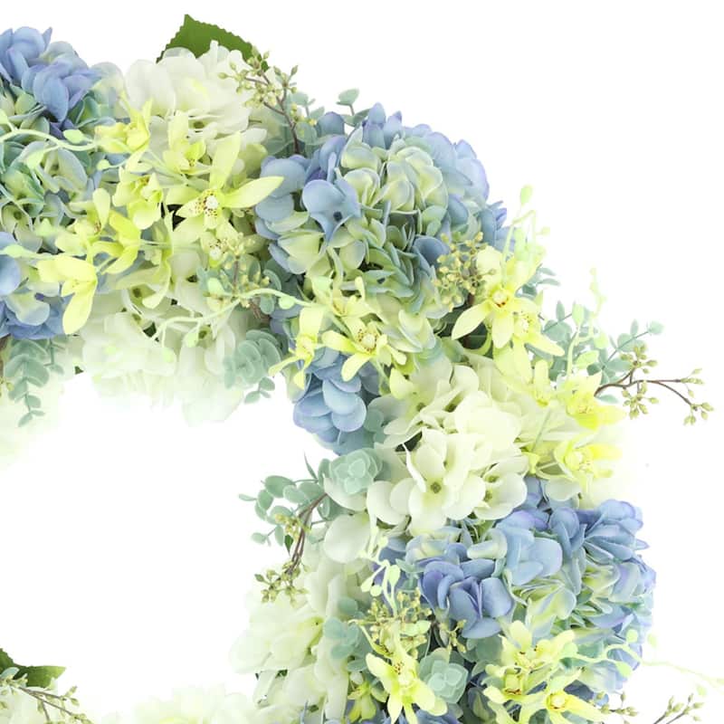 24'' Grapevine Wreath with Assorted Hydrangeas and Snap Dragon
