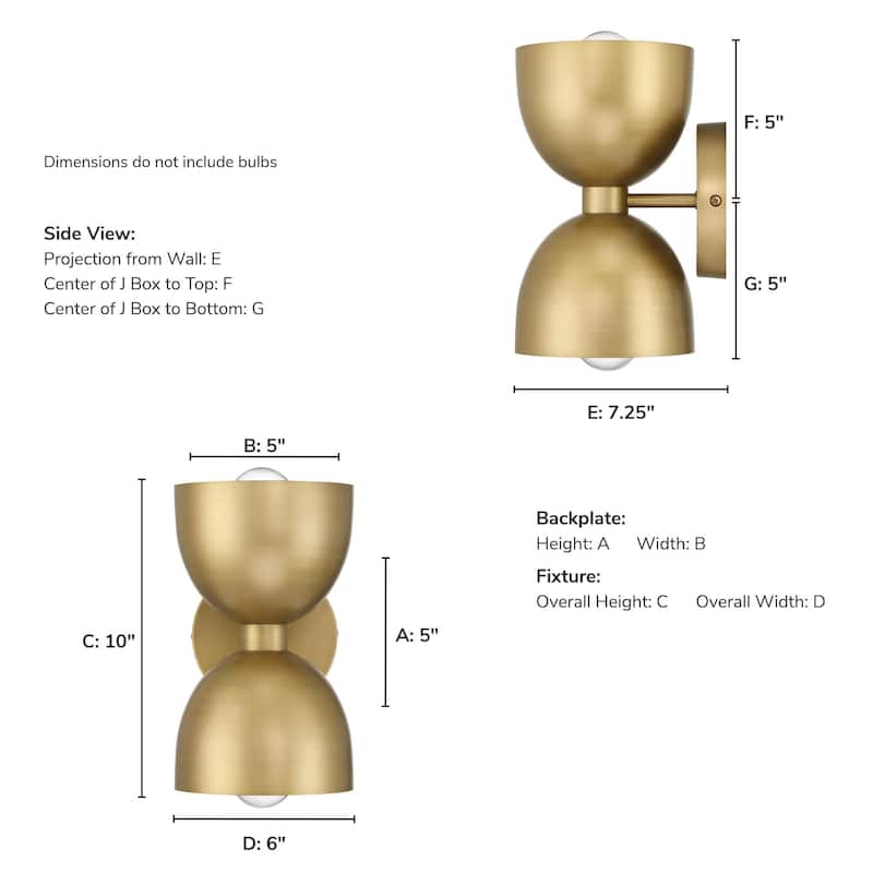 Hunter Erling 2-Light Wall Sconce - Modern, Contemporary, Transitional - Living Room, Hallway, Bedroom or Accent Lighting