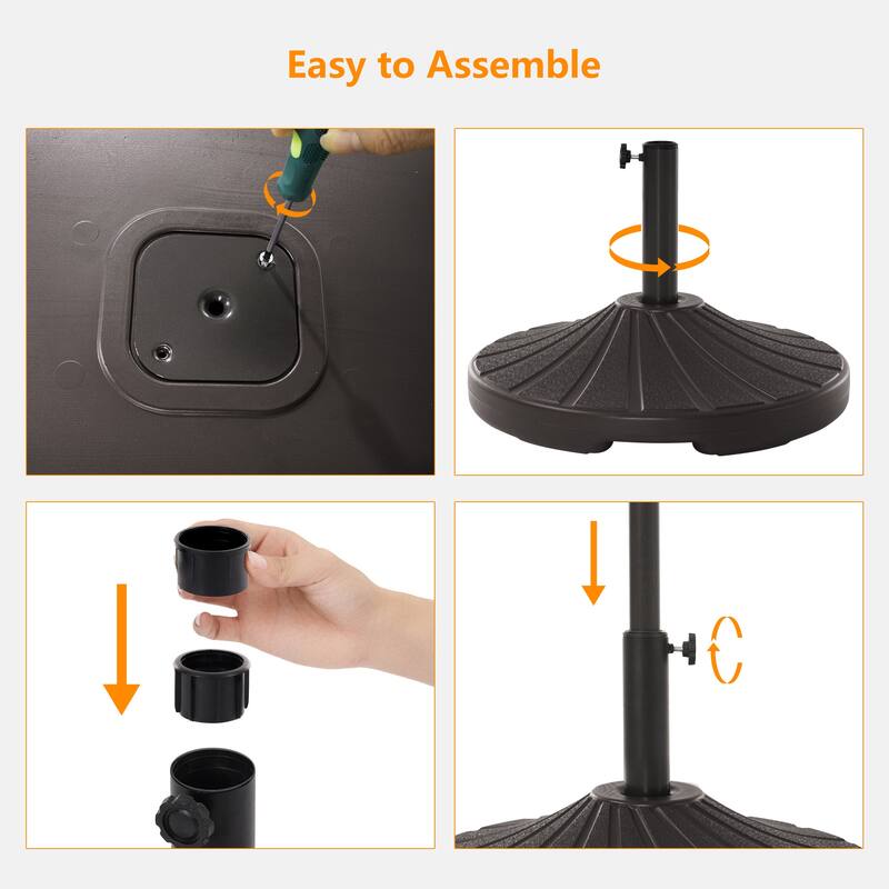 LIVOOSUN 57-90lbs Dark Brown HDPE Plastic Patio Market Umbrella Base