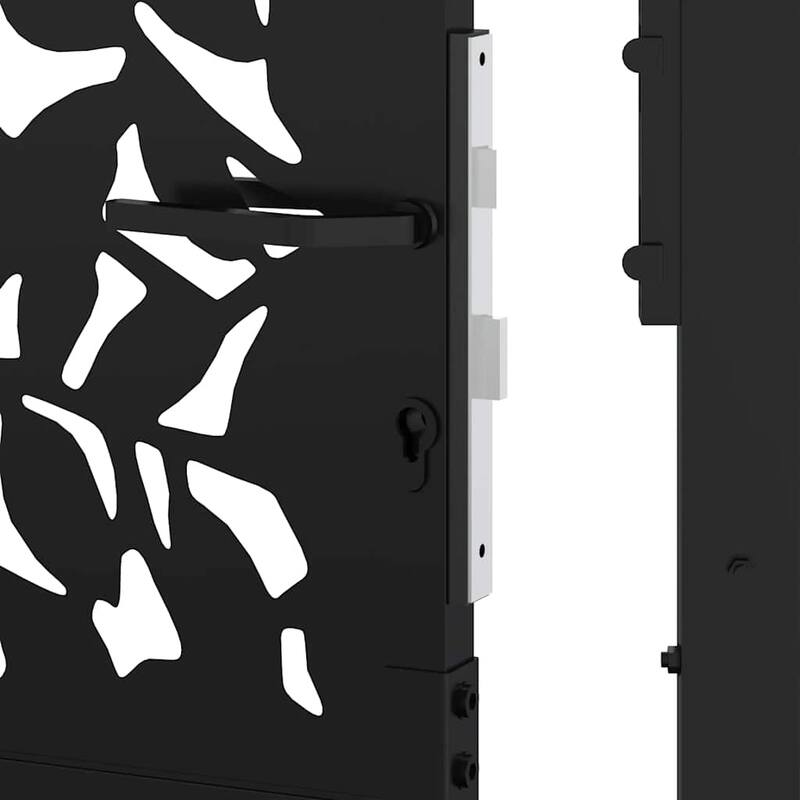 vidaXL Garden Gate Black Steel Leaf Design