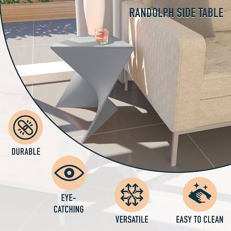 LeisureMod Randolph Modern Side Table - Grey - 15.5 x 17 x 17