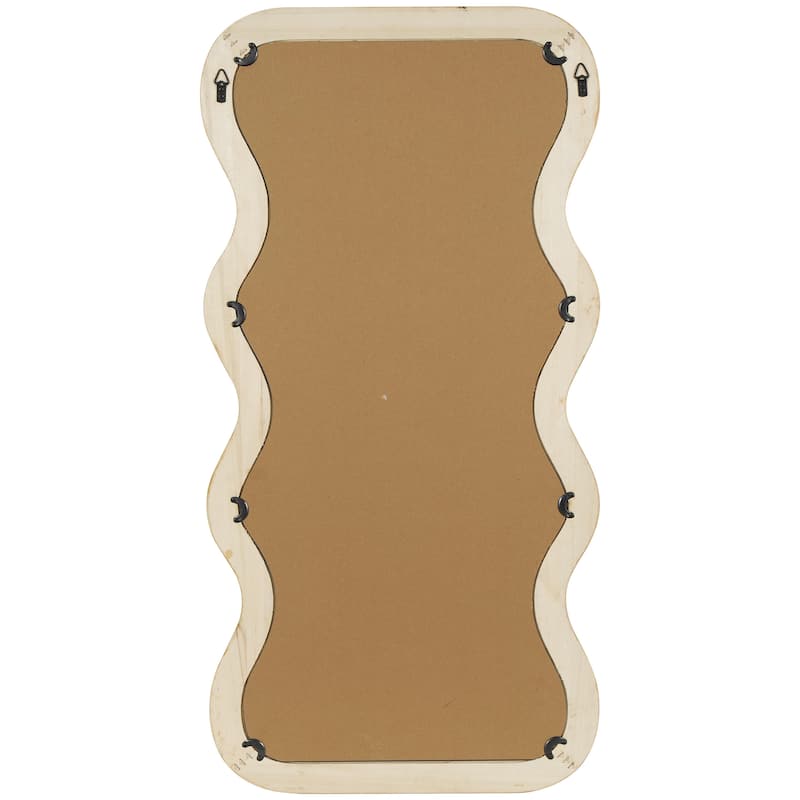 Wood Abstract Wavy Wall Mirror with Dimensional Carved Frame - Brown - Roche River Decor