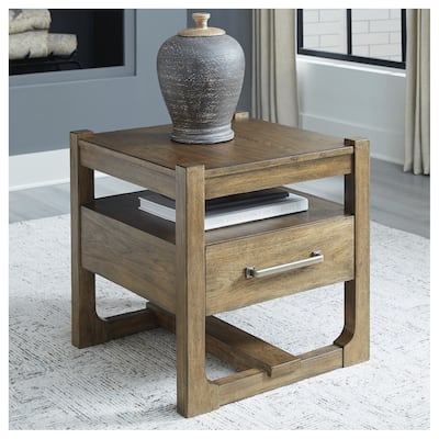 Signature Design by Ashley Cabalynn Light Brown End Table - 24"W x 24"D x 24"H
