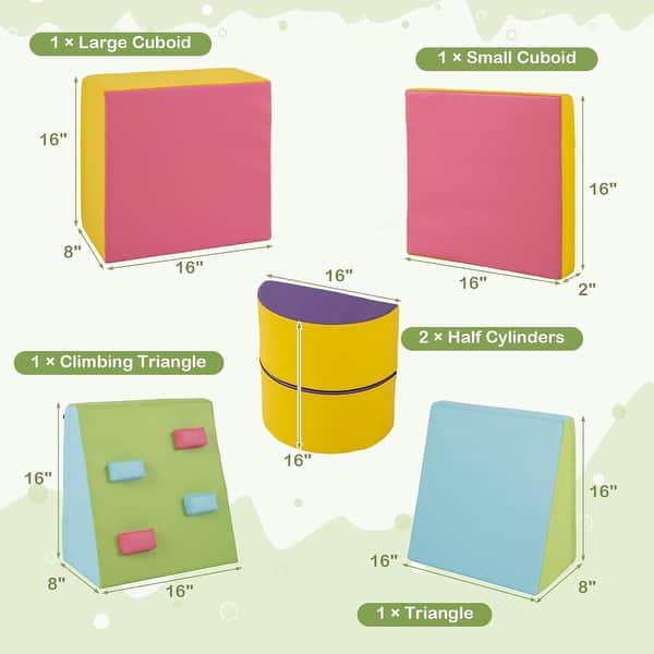 Toddler Climbing Toys Indoor 6 Pieces Soft Play Blocks w/EPE Foam - Multi-Color