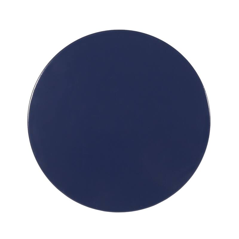 Kemo Outdoor End Table Set of 2, Round Top, Cutout Design, Navy Blue