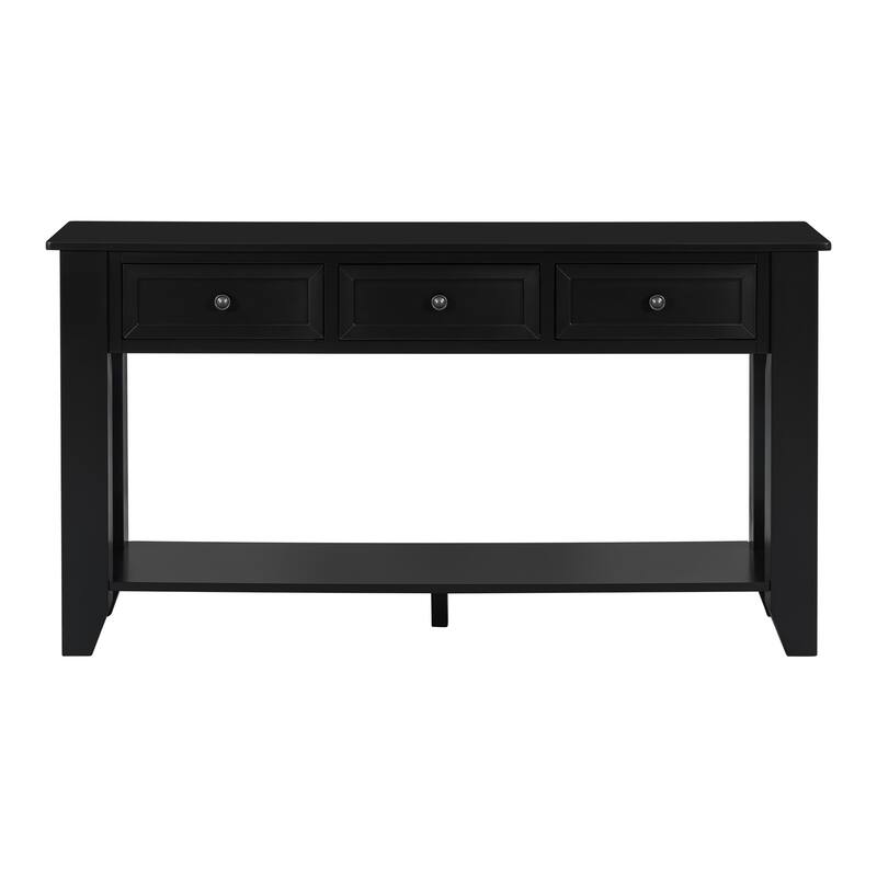 55.4" Long Entryway Console Table with 3 Drawers, Modern Sideboard Narrow Sofa Table with Storage Shelf