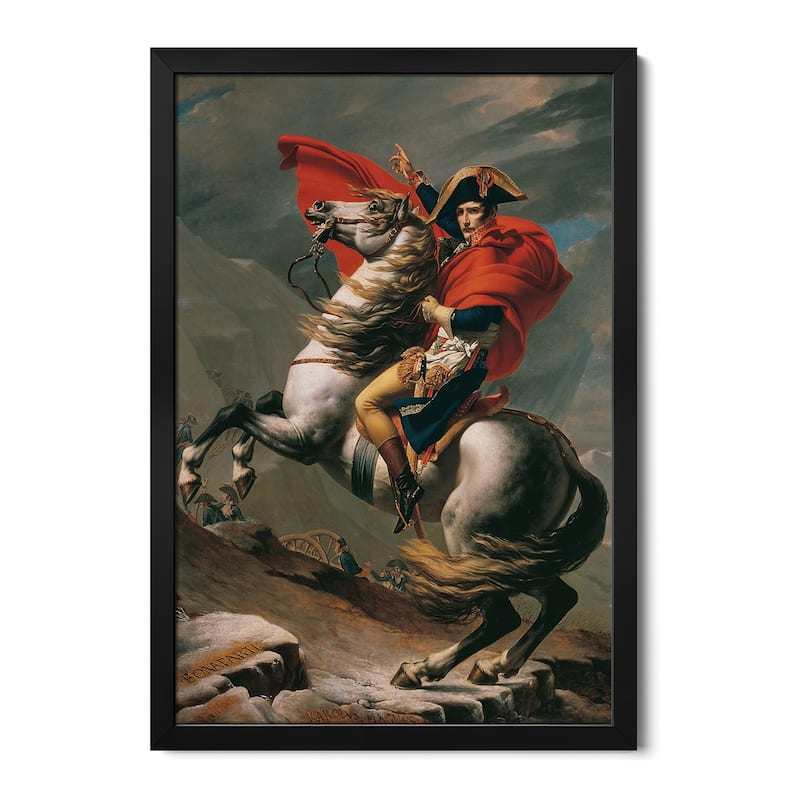 Napoleon Crossing The Alps Premium Framed Poster by Jacques-Louis David - Black - 16x24x1