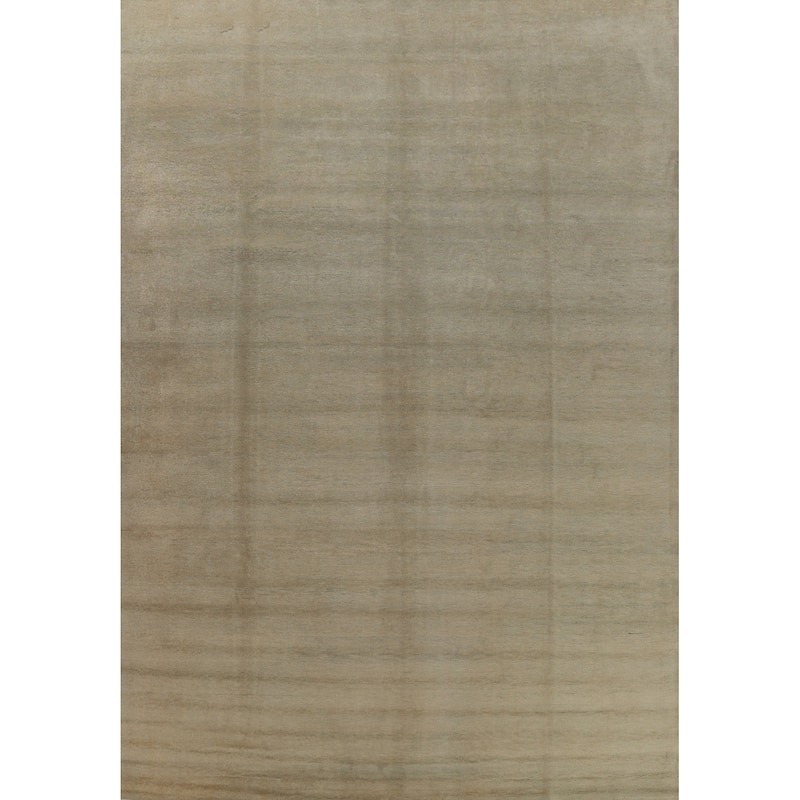 Hand Knotted Oriental 100% Wool Carpet Modern Solid Green Gabbeh Area Rug - 12' 11'' X 9' 10''