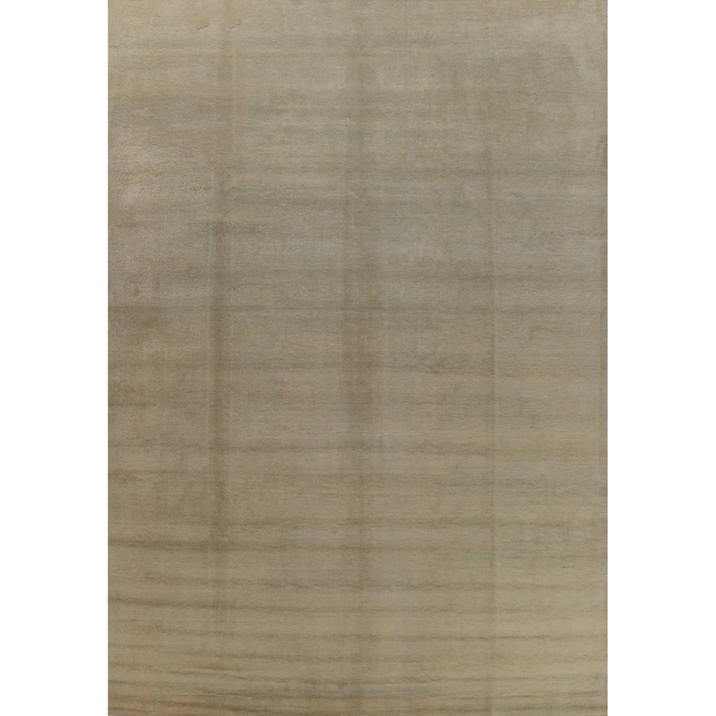 Hand Knotted Oriental 100% Wool Carpet Modern Solid Green Gabbeh Area Rug - 12' 11'' X 9' 10''
