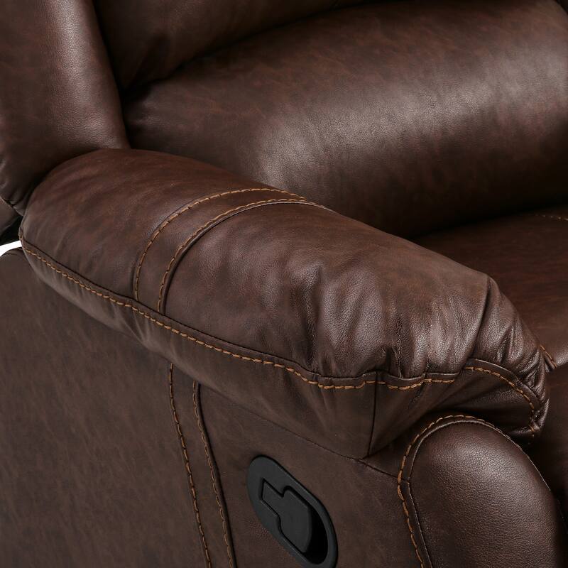 Faux Leather Recliner Sofa, Classic And Traditional Manual Recliner Chair With Comfortable Arms And Single Sofa For Living Room