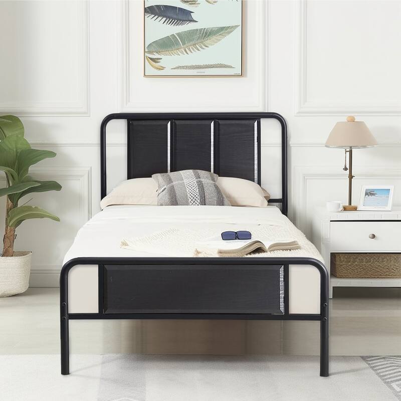 VECELO Platform Bed Frame with Wood Headboard,Twin/Full/Queen Size Bed