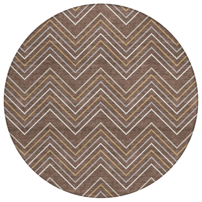 Machine Washable Indoor/ Outdoor Modern Chevron Chantille Rug