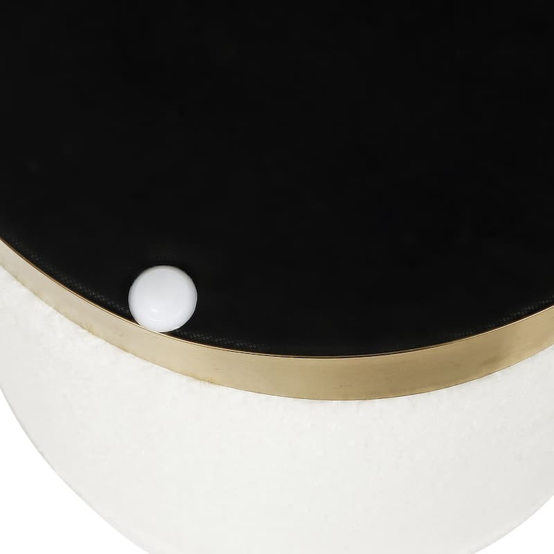 Adeco Velvet Round Storage Stool Gold Plating Base Storage Ottoman