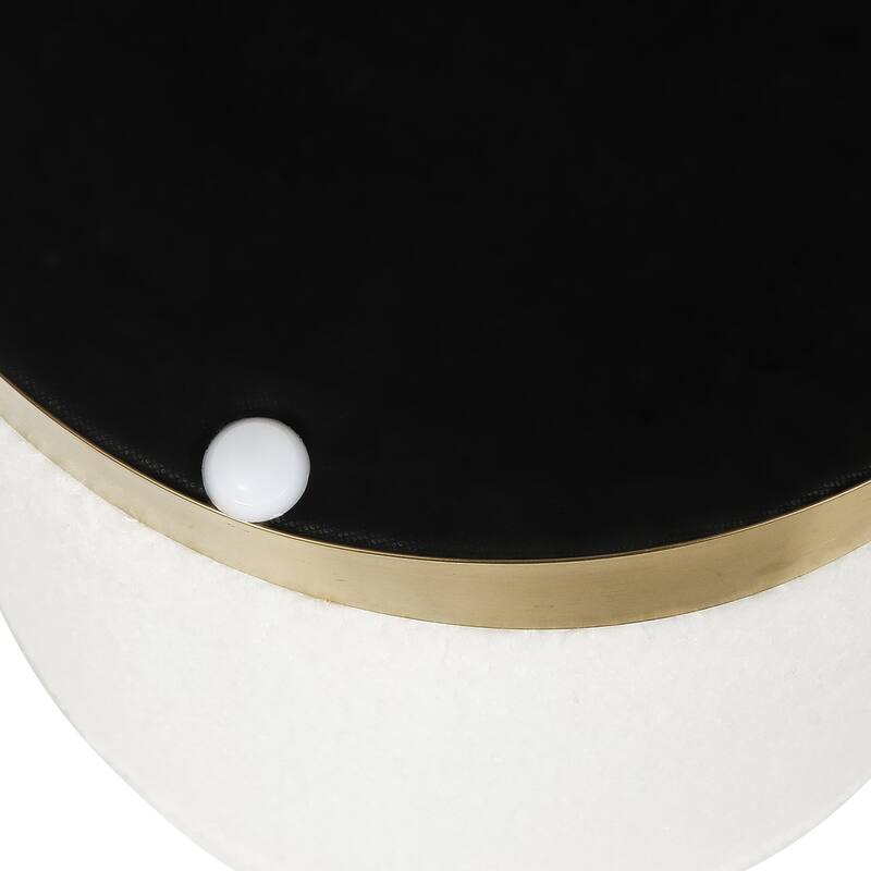 Adeco Velvet Round Storage Stool Gold Plating Base Storage Ottoman