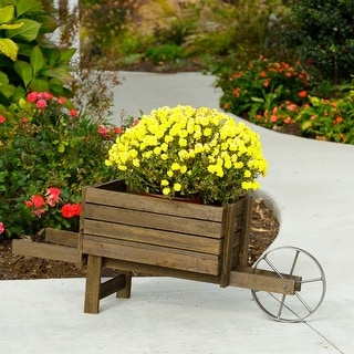 Furniture Pipeline Sweet Pea Decorative Wheel Barrow - 34"W x 12"H x 10"D