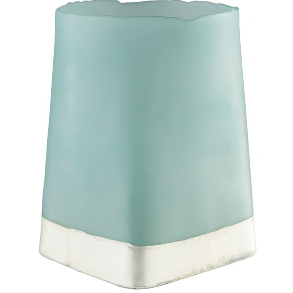 14.75" Talma Aqua and Silver Color Finished Decorative Glass Vase - N/A